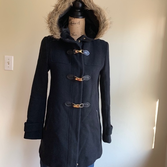 Cole Haan Signature black hooded duffel coat 2 - Picture 8 of 12